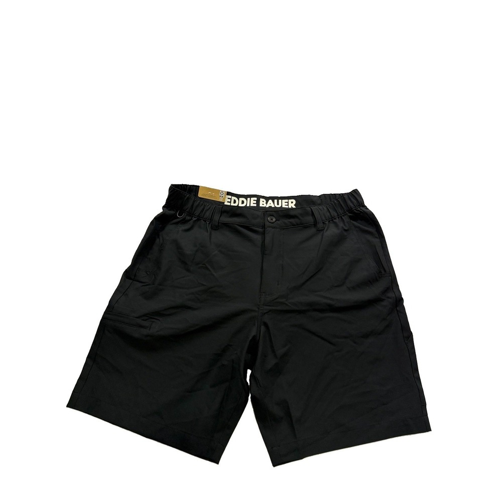 Eddie Bauer Men's Large Black Tech Flex Shorts Flat Front UPF 30 Golf